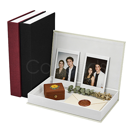 3Pcs 3 Colors Book Shaped Linen Magnetic Storage Boxes CON-GW0001-04-1