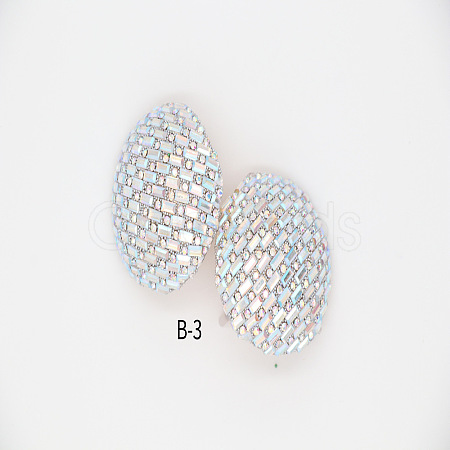 Alloy Rhinestone Half Round Stud Earrings FS-WGCEA49-05-1