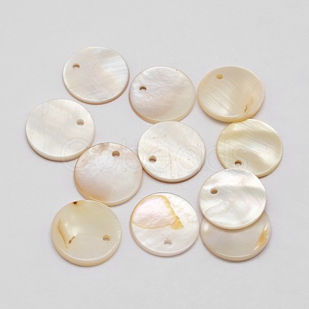 Dyed Natural Flat Round Shell Pendant SHEL-P003-04E-1