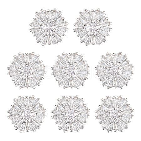 1-Hole Brass Micro Pave Clear Cubic Zirconia Shank Button BUTT-WR0001-07-1