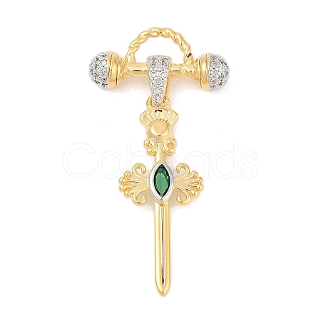 Brass Clear Cubic Zirconia Eye Pendants KK-U058-46G-1