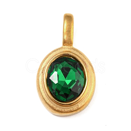 Golden Plated 304 Stainless Steel Rhinestone Pendants STAS-Q253-01G-04-1