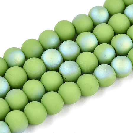 Frosted Opaque Glass Beads Strands GLAA-T032-P6mm-MBB06-1