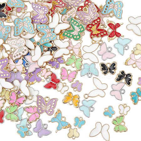 120Pcs 6 Styles Alloy Enamel Pendants ENAM-SC0007-03B-1