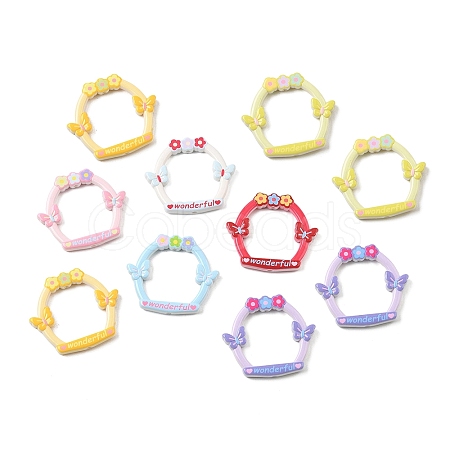 Printed Opaque Acrylic Frame Beads AC-CBA469B-01-1