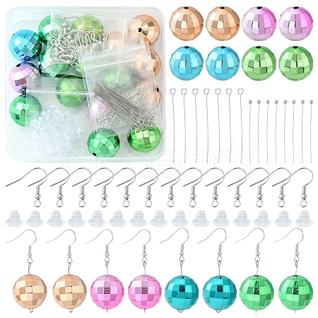 DIY Disco Ball Dangle Earring Making Kit DIY-FS0004-02-1