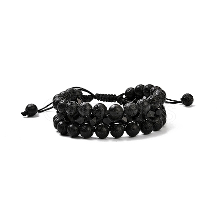 Men's 3-strand Braided Bead Bracelet BJEW-JB06960-02-1