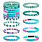 8Pcs 6 Style Synthetic Imperial Jasper & GLass Beaded Stretch Bracelets Set, Polymer Clay Heishi Surfer  Bracelets, Acrylic Curved Tube Chunky Bracelets for Women, Medium Aquamarine, Inner Diameter: 2-1/8 inch(5.5cm)