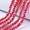 Electroplate Glass Beads Strands, AB Color Plated, Faceted, Rondelle, Red, 10x8mm, Hole: 1mm, about 63~65pcs/strand, 49~50cm