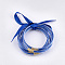 PVC Plastic Buddhist Bangle Sets, Jelly Bangles, with Glitter Powder and Polyester Ribbon, Blue, 2-1/2 inch(6.3cm), 5pcs/set