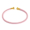 Braided Carbon Steel Wire Bracelet Making, with Golden Plated Brass End Caps, Pearl Pink, 0.25cm, Inner Diameter: 2-3/8 inch(6.1cm)