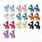 Spray Painted Alloy Rhinestone Pendants, Cadmium Free & Lead Free, Bear, Mixed Color, 26.5x21.5x4.5mm, Hole: 2mm