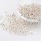 6/0 Round Silver Lined Round Hole Glass Seed Beads, White, 4mm, Hole: 1.5mm, about 496pcs/50g