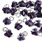 Faceted Transparent Glass Charms, with Iron Jump Ring, Butterfly, Dark Slate Blue, 13~14x9.8x6mm, Hole: 4mm