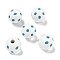 Printed Wood European Beads, Round with Dot Pattern, Steel Blue, 15.5~16mm, Hole: 4~4.5mm