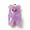 Cartoon Opaque Resin Pendants, Bear Charm, with Golden Tone Alloy Loops, Medium Purple, 26.5x15.8x11mm, Hole: 1.8mm