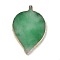 Resin Imitation Agate Color Palette, for Makeup Cosmetic Nail Art Tool, Golden Edge Leaf Shape, Green, 11.5~11.7x7.7~7.8x0.8~1cm