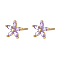 Cubic Zirconia Flower Stud Earrings, Golden 925 Sterling Silver Post Earrings, Lilac, 7.2mm