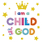 PVC Wall Stickers, for Wall Decoration, Word I am a CHILD of GOD, Star Pattern, 390x800mm