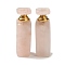 Natural Rose Quartz Dropper Perfume Bottle, with Golden Tone 304 Stainless Steel Findings, SPA Aromatherapy Essemtial Oil Empty Bottle, 2.35~2.4x2.4~2.45x8.1~8.4cm