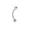 Titanium Alloy Round Curved Barbells Eyebrow Rings, Stainless Steel Color, 3mm, Rod Length: 6mm