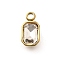 304 Stainless Steel Pendants, with Rhinestone, Real 18K Gold Plated, Ion Platint(IP), Rectangle, Crystal, 10.5x5.5x3.5mm, Hole: 1.8mm