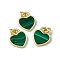 Natural Malachite Heart Charms, with Rack Plating Golden Tone Brass Findings, Cadmium Free & Lead Free, 14x12x2mm, Hole: 3mm