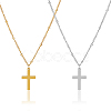 2Pcs 2 Colors 304 Stainless Steel Cross Pendant Necklace with Satellite Chains NJEW-FI0001-48-8
