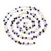 Faceted Rondelle Glass & Round 304 Stainless Steel Beaded Chains CHS-G026-01KCG-02-3