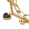 Resin Heart and Round Ball Charm Multi-strand Bracelet BJEW-G639-28G-2