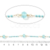 Brass Hexagonal Column Glass Seaded Beaded & Resin Round Beaded Link Chains CHC-G026-01A-2