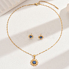 Vintage 201 Stainless Steel & Plastic Sun with Evil Eye Stud Earrings & Pendant Necklaces Set for Women EW9229-5