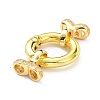 Brass Micro Pave Clear Cubic Zirconia Fold Over Clasps X-ZIRC-P085-02G-2