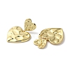 Rack Plating Brass Textured Heart Dangle Stud Earring EJEW-H099-04G-2