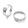 Non-Tarnish Adjustable 304 Stainless Steel Finger Rings Components STAS-F149-21P-C-1