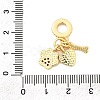 Brass Micro Pave Camellia Cubic Zirconia European Dangle Charms KK-F904-09G-3