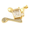 Rack Plating Brass Micro Pave Clear Cubic Zirconia Pendants ZIRC-L100-157G-3