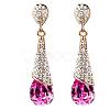 Real 18K Gold Plated Brass Rhinestone Teardrop Stud Earrings EJEW-EE0001-232D-1