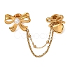 Bowknot & Heart 304 Stainless Steel & Plastic Pearl Hanging Chain Brooches JEWB-G049-02G-1