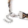 Cowhide Leather Braided Twist Rope Choker Necklace with Brass Clasp for Women NJEW-JN04167-6