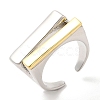 Rack Plating Two Tone Brass Rectangle Open Cuff Ring for Women RJEW-A016-02P-3