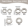 18Pcs 3 Style Alloy Grommet Eyelet Findings FIND-WR0006-18P-2