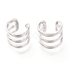 Anti-Tarnish Rhodium Plated 925 Sterling Silver Cuff Earrings EJEW-H124-12P-1
