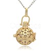 Golden Tone Brass Hollow Round Cage Pendants KK-J232-10G-1