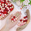 250Pcs 5  Colors Spray Painted Round Natural Schima Wood Beads WOOD-PA0001-73A-3