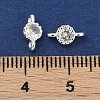 Brass Cubic Zirconia Flat Round Connector Charms KK-H204-02S-04-3