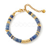 Disc Natural Blue Chalcedony & 304 Stainless Steel Beaded Bracelet for Women VZ6468-5