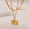 304 Stainless Steel Bowknot Pendant Necklaces NJEW-L182-001G-07-2
