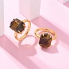 Hexagon Natural Tiger Eye Finger Rings RJEW-B113-02G-05-1