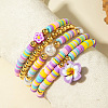 5Pcs 5 Styles Acrylic & CCB Plastic & Polymer Clay Beads Stretch Bracelets & Charm Bracelets for Women FS-WG063BF-08-1